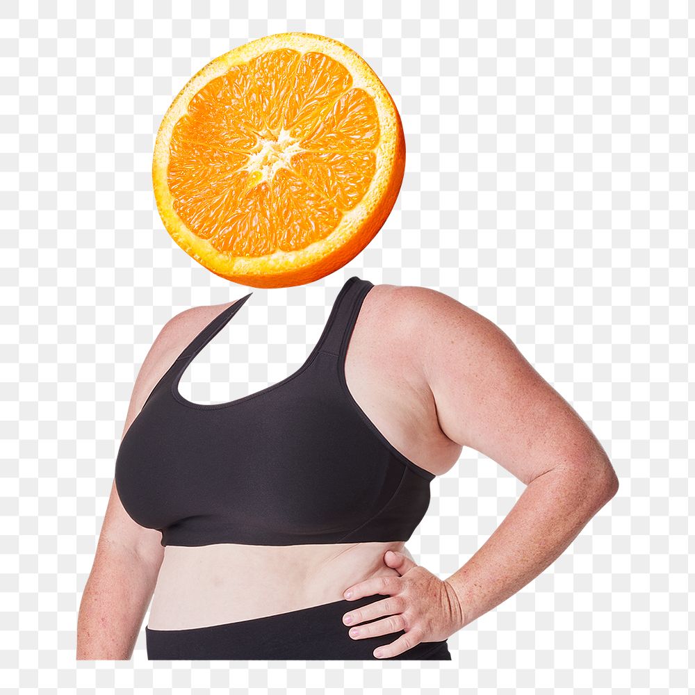 Orange head png fruit woman, health, wellness remixed media, transparent background