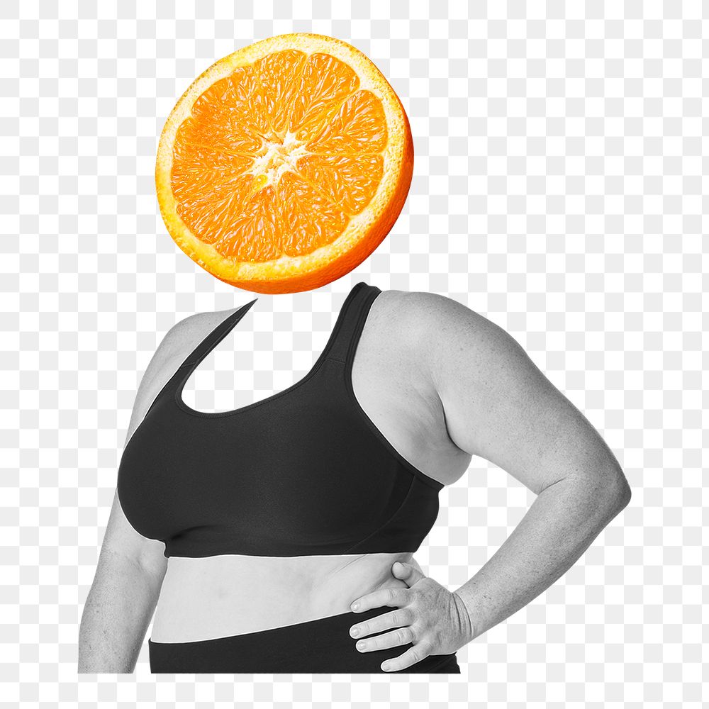 Orange head png fruit woman, health, wellness remixed media, transparent background