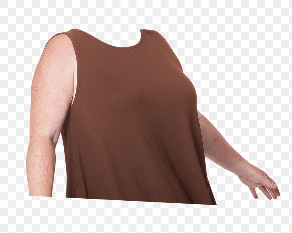 Headless woman png tank top, women's fashion image, transparent background