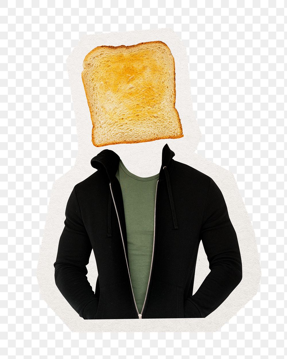 Toast head png man, breakfast food remixed media, transparent background