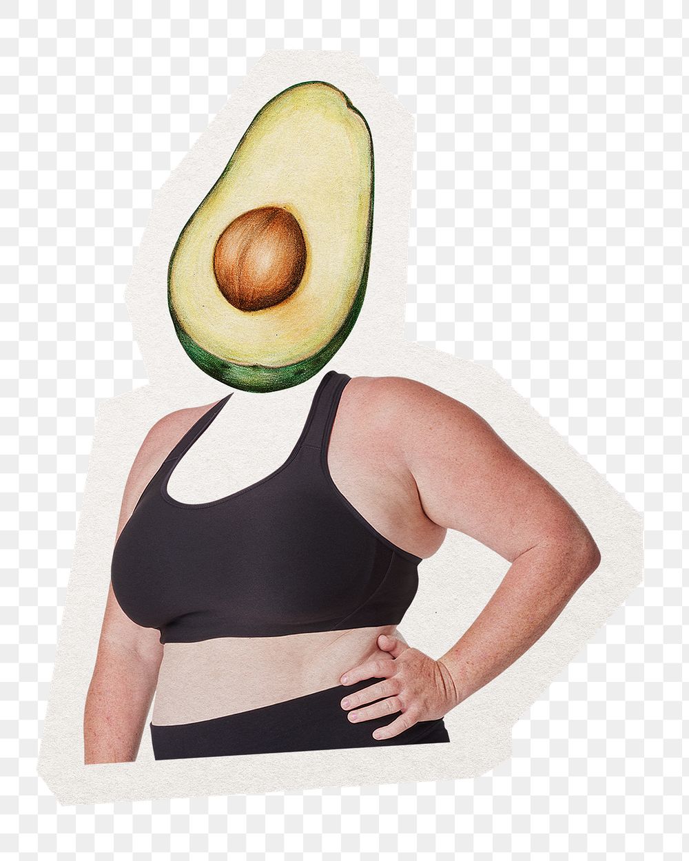 Avocado head png fruit woman, health, wellness remixed media, transparent background