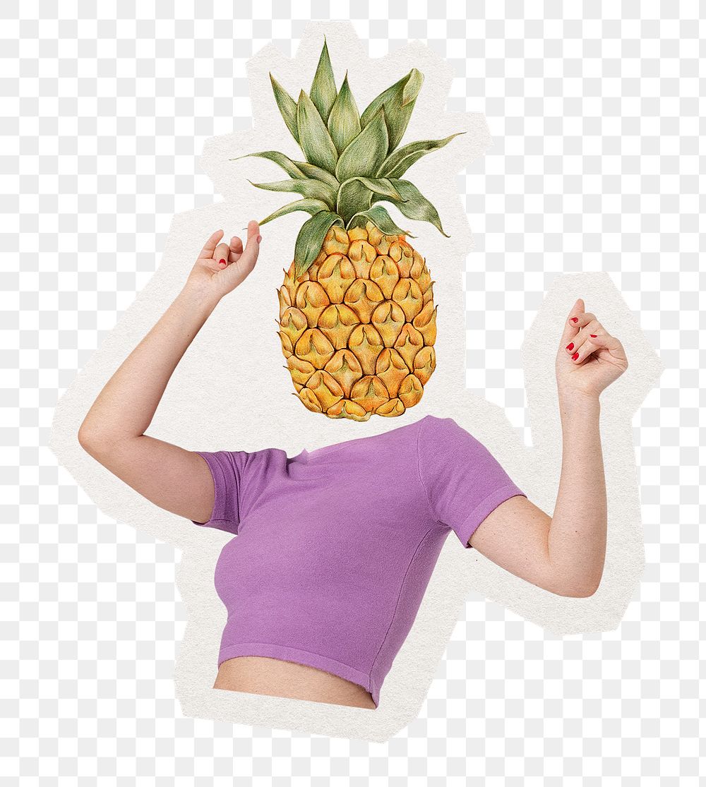 Pineapple head png fruit woman, health, wellness remixed media, transparent background