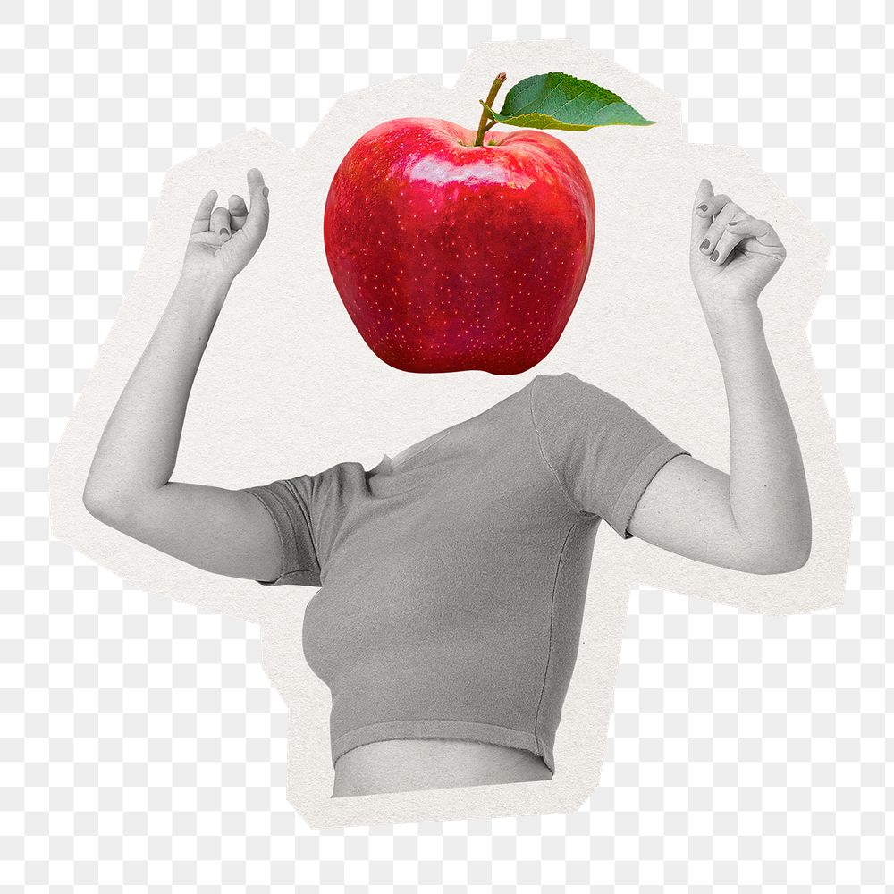 Apple head png fruit woman, health, wellness remixed media, transparent background