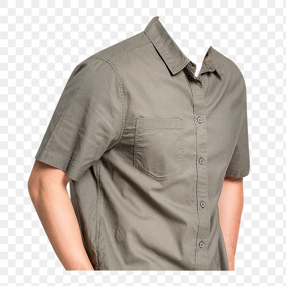Headless man png sticker, wearing shirt, men's casual fashion, transparent background