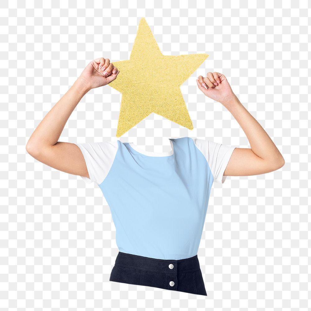 Star head png woman sticker, marketing, ranking remixed media, transparent background