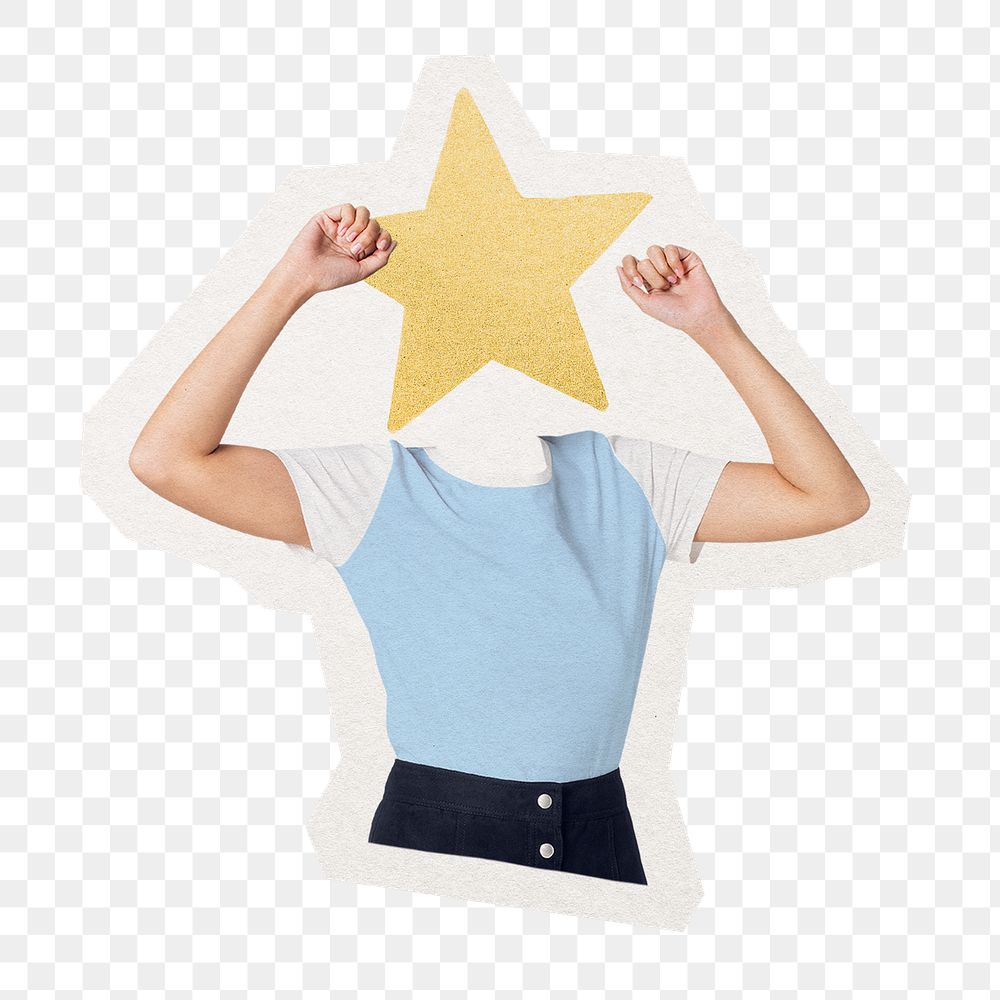 Star head png woman sticker, marketing, ranking remixed media, transparent background