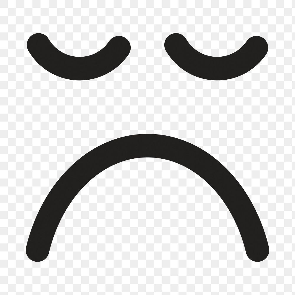 Sad face png emoticon sticker, transparent background