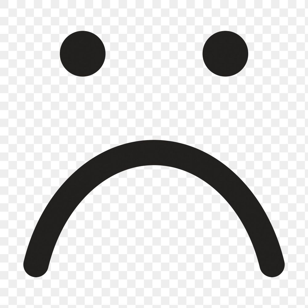 Sad face png emoticon sticker, transparent background