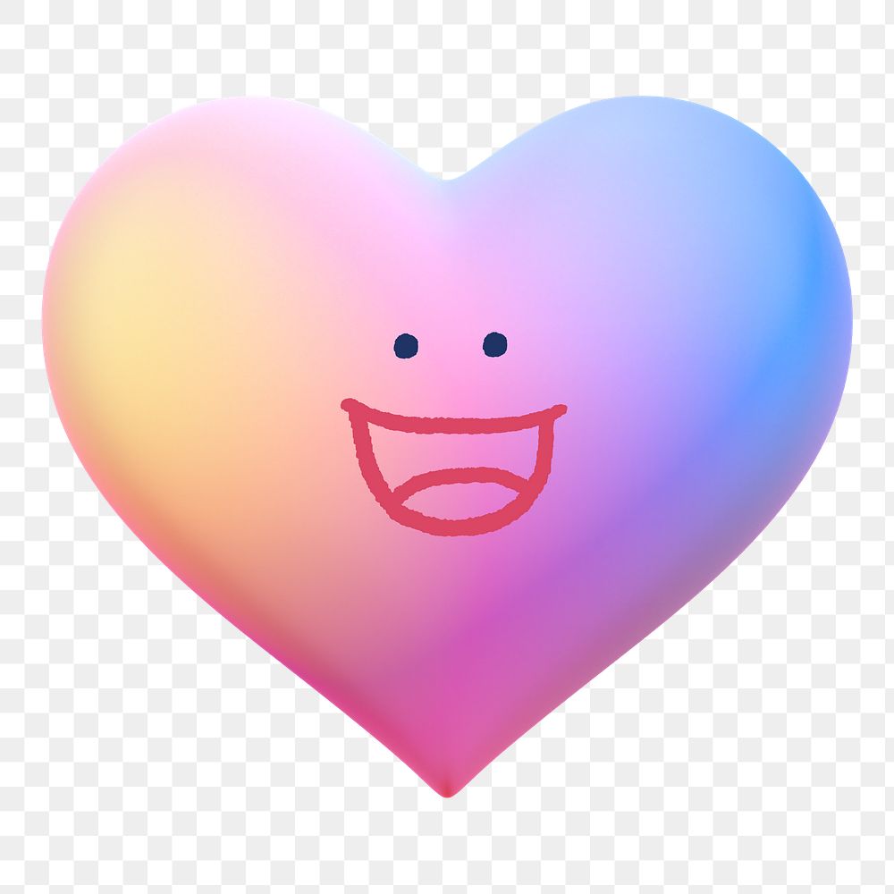 Grinning heart png sticker, 3D emoticon illustration, transparent background