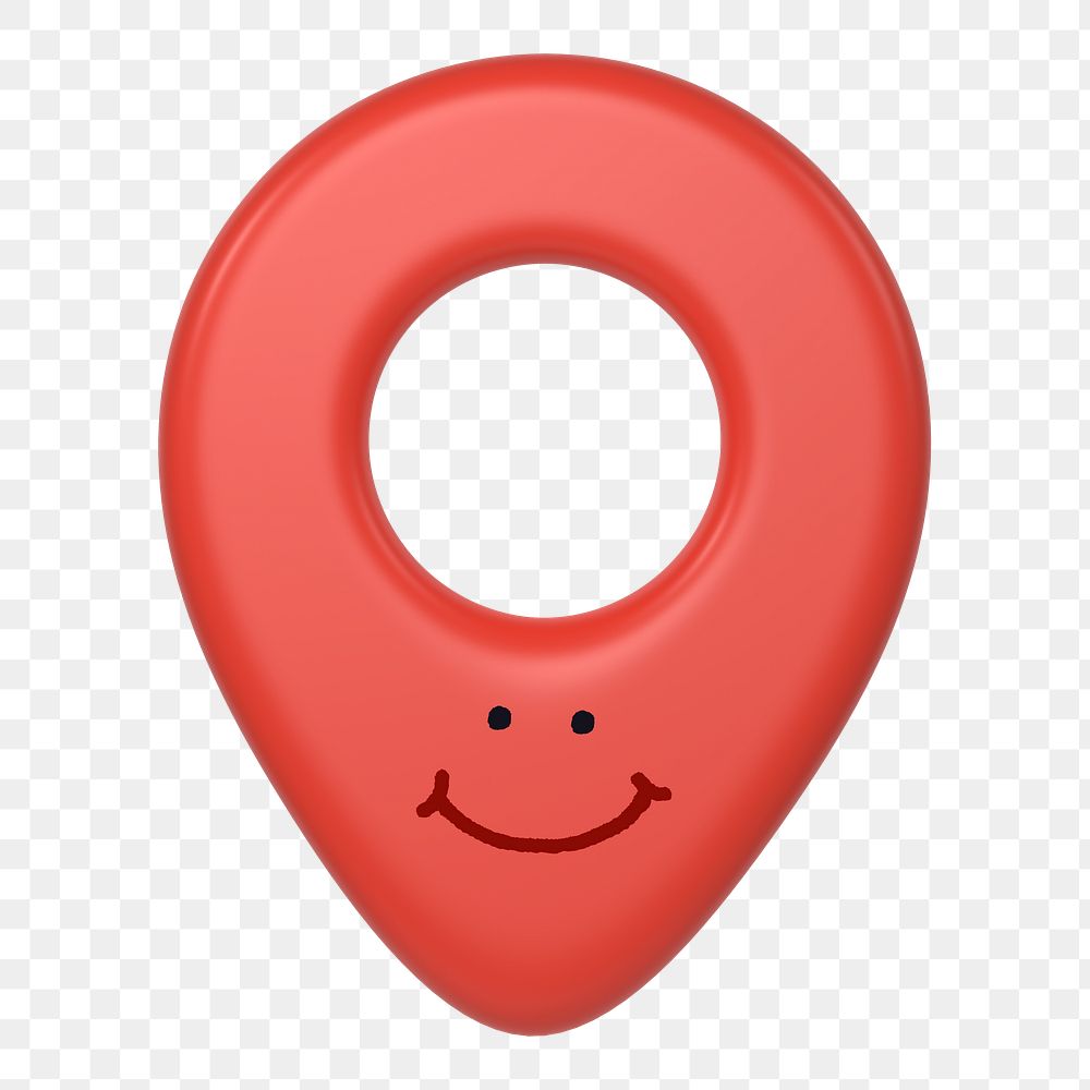 Smiling location png pin sticker, 3D emoticon illustration, transparent background