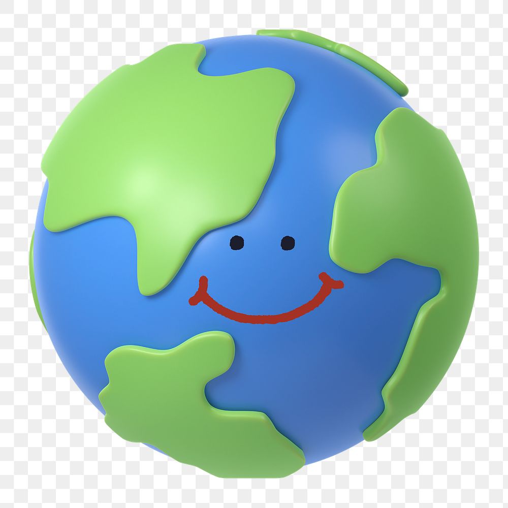 Smiling Earth png sticker, 3D emoticon illustration, transparent background