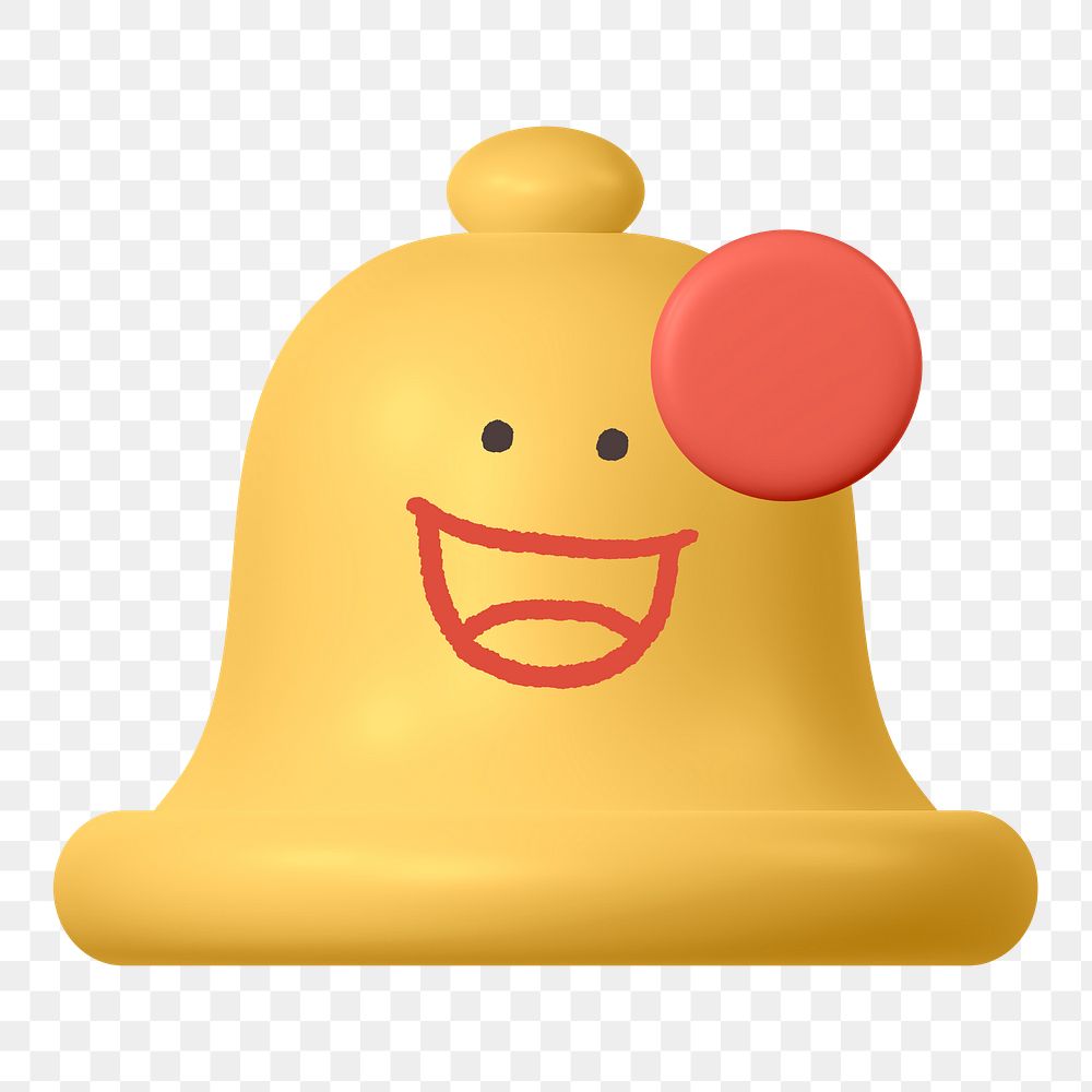 Smiling bell png sticker, 3D emoticon illustration, transparent background