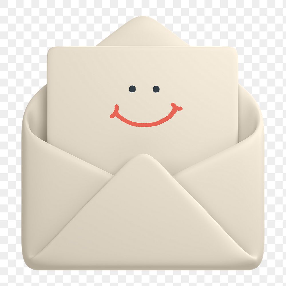 Smiling envelope png sticker, 3D emoticon illustration, transparent background