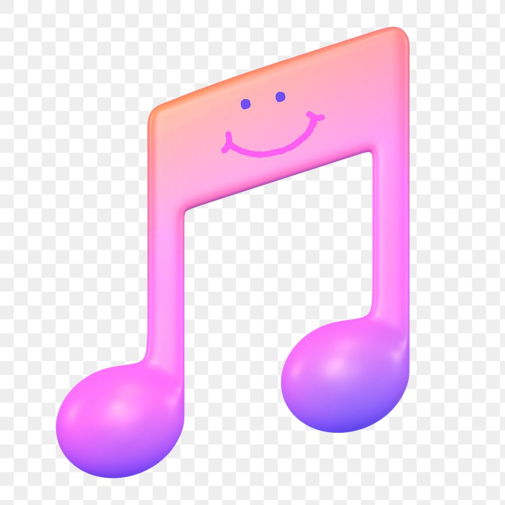 Smiling music png note sticker, 3D emoticon illustration, transparent background