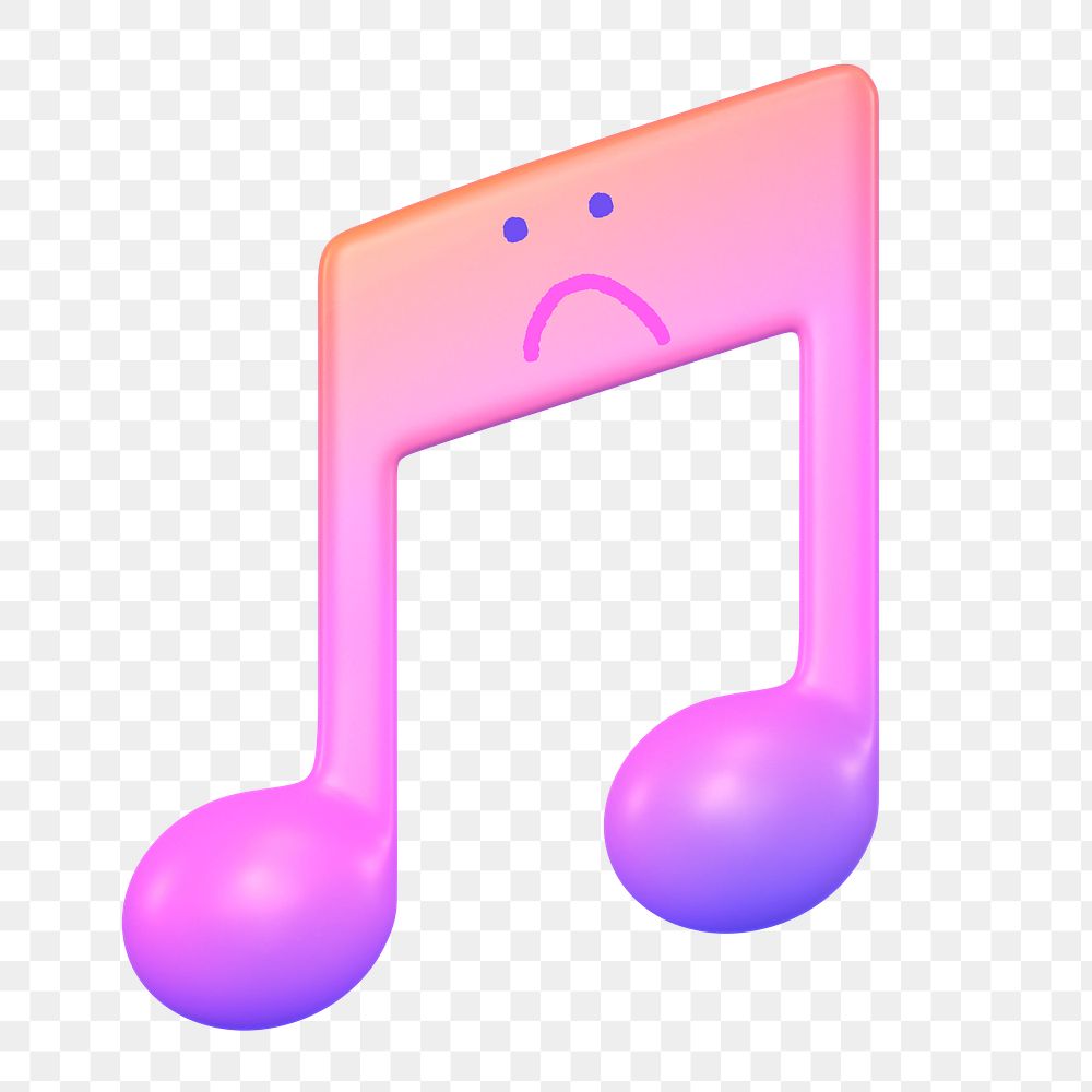 Sad music png note sticker, 3D emoticon illustration, transparent background