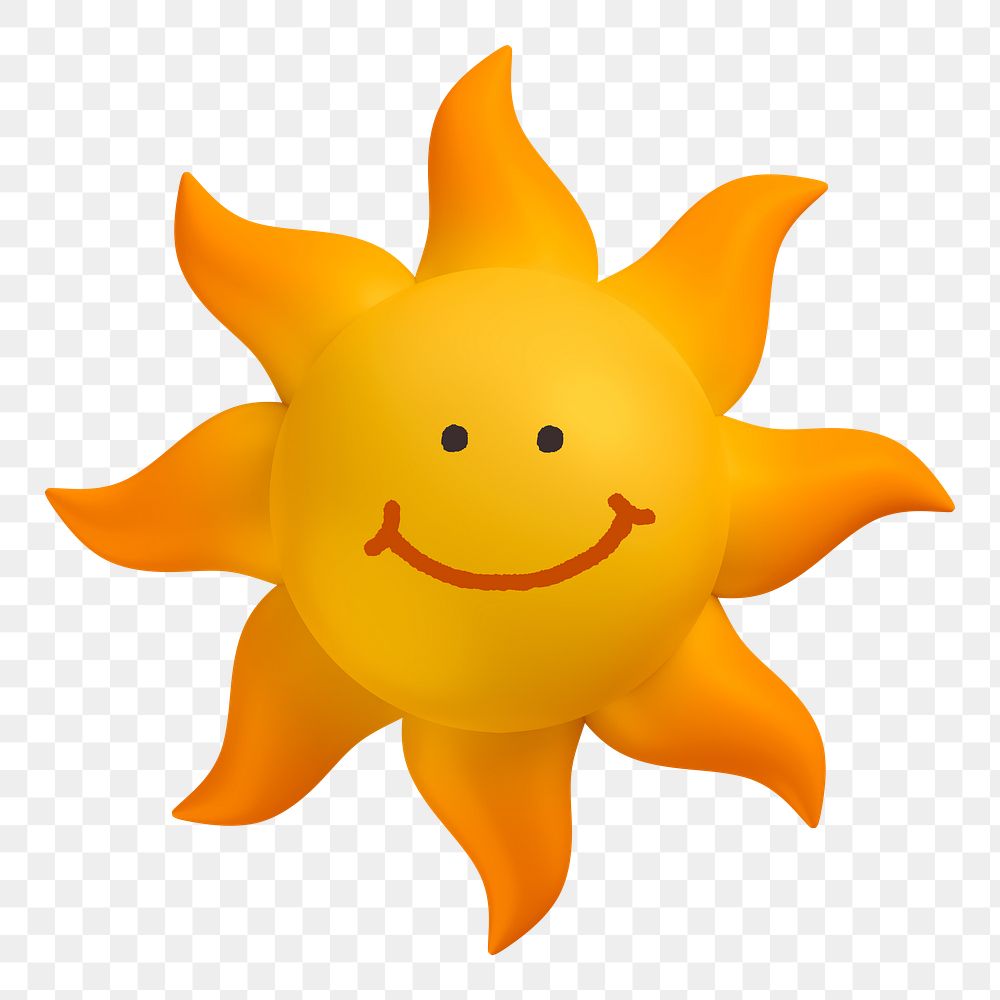 Smiling sun png sticker, 3D emoticon illustration, transparent background