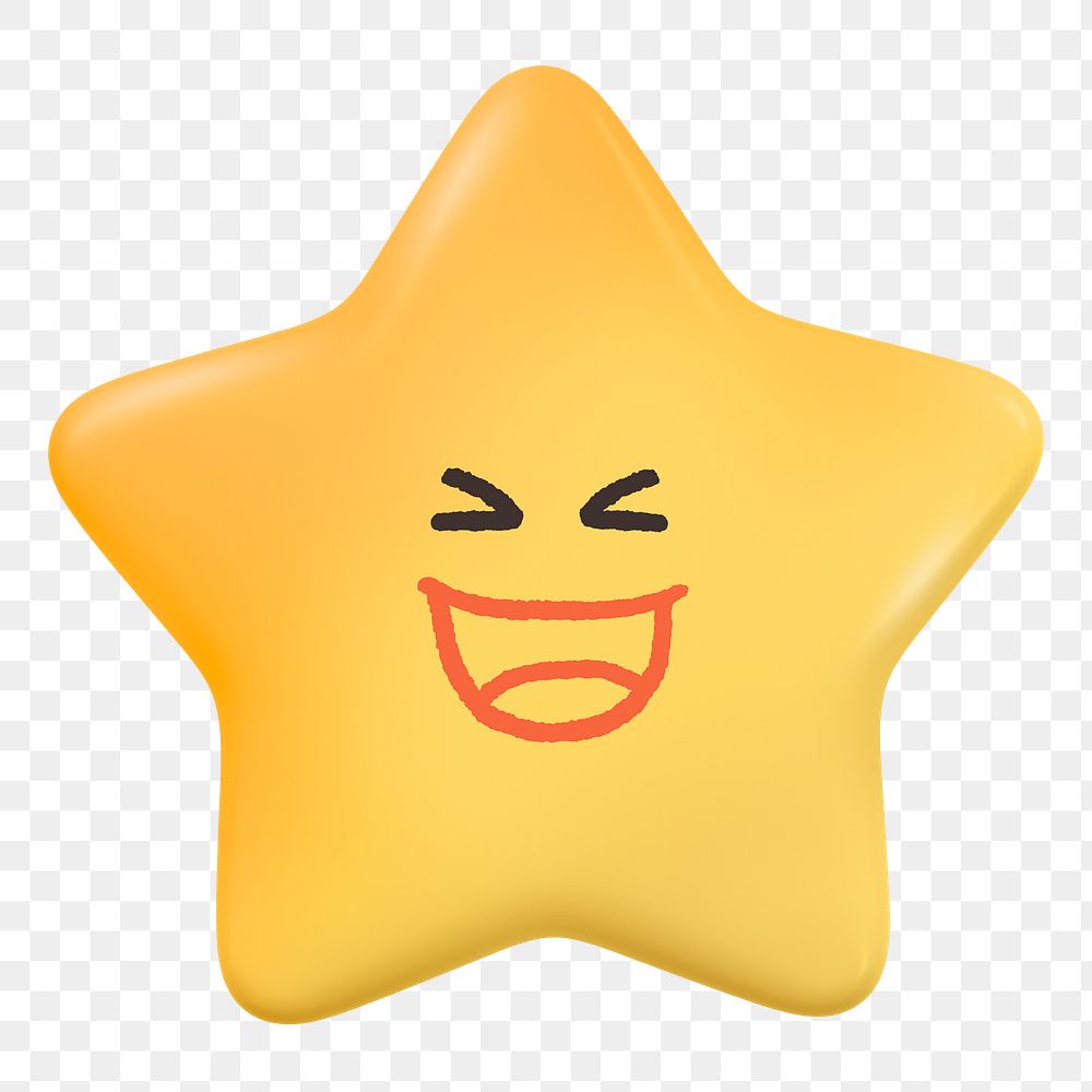Grinning star png sticker, 3D emoticon illustration, transparent background