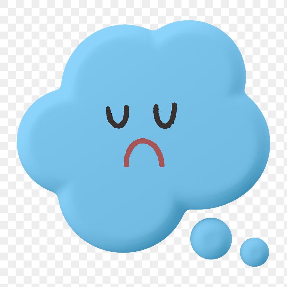 Sad png speech bubble sticker, 3D emoticon illustration, transparent background