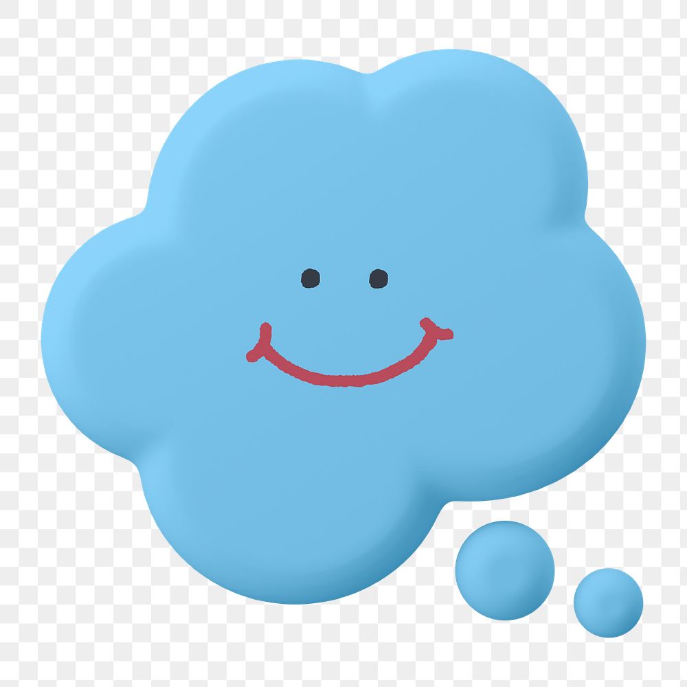 Smiling  png thought bubble sticker, 3D emoticon illustration, transparent background