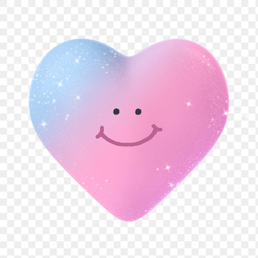 Smiling heart png sticker, 3D emoticon illustration, transparent background