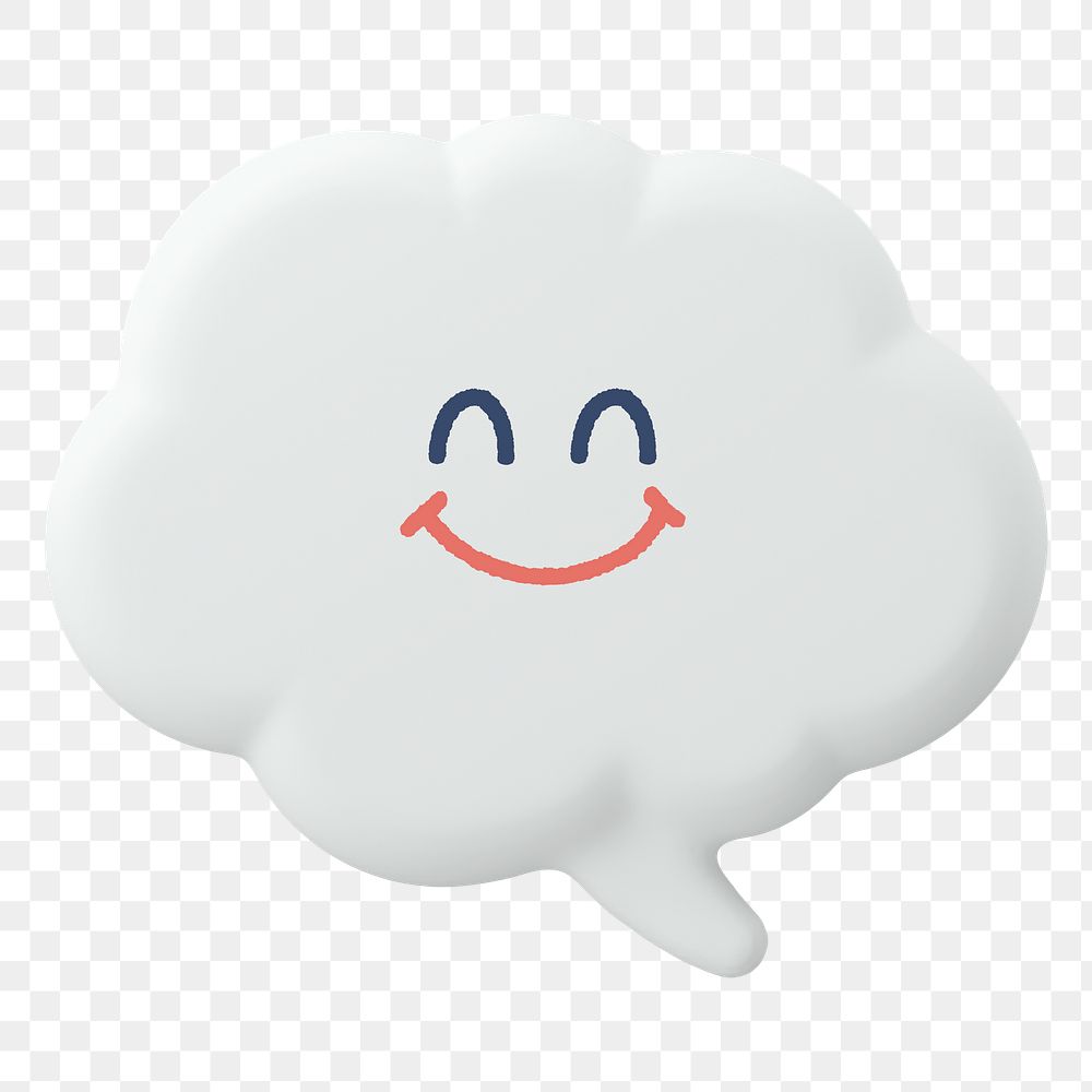 Smiling  png thought bubble sticker, 3D emoticon illustration, transparent background