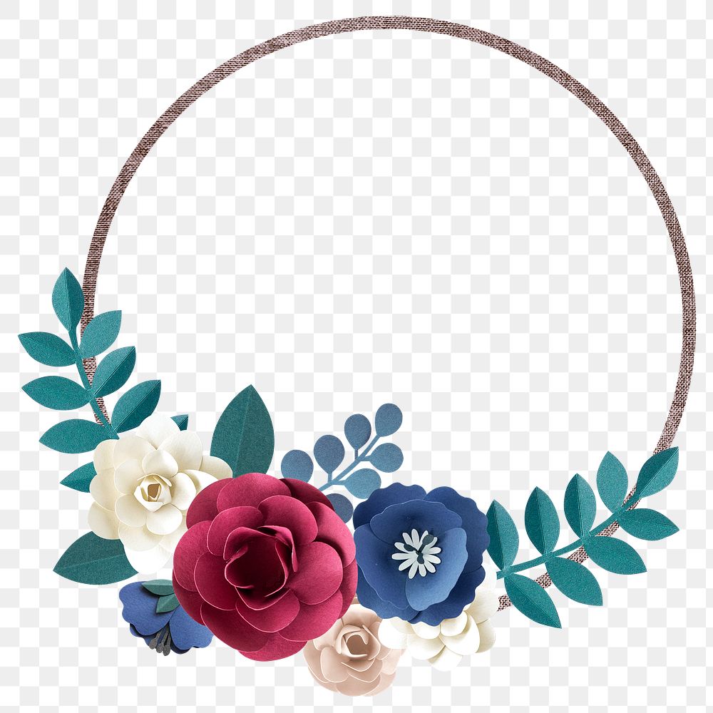 Papercraft flower round badge design element