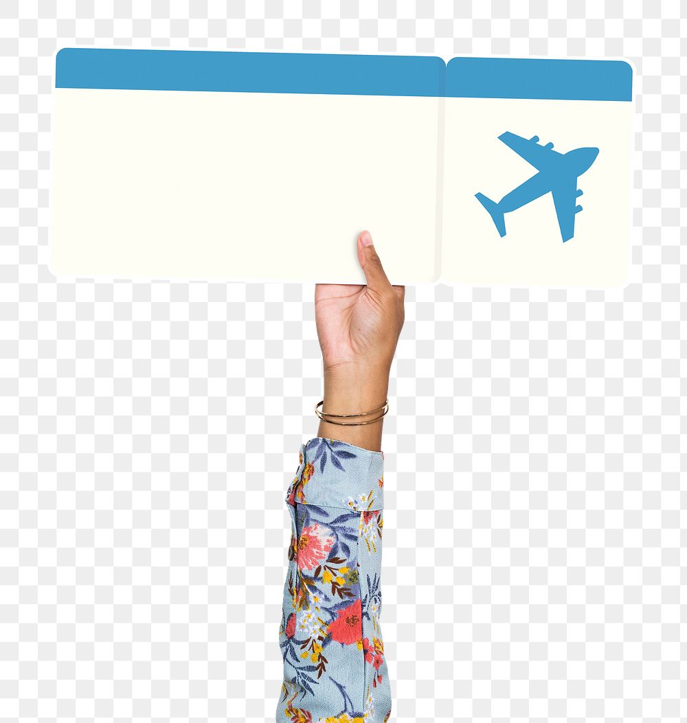 Air ticket png hand sticker, transparent background
