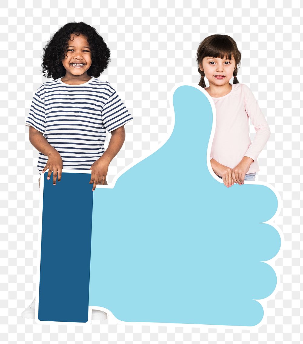 Thumbs up kids png sticker, transparent background