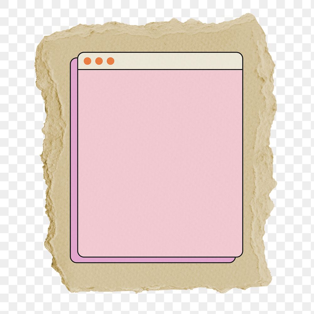 Pink notification png sticker, ripped paper, transparent background