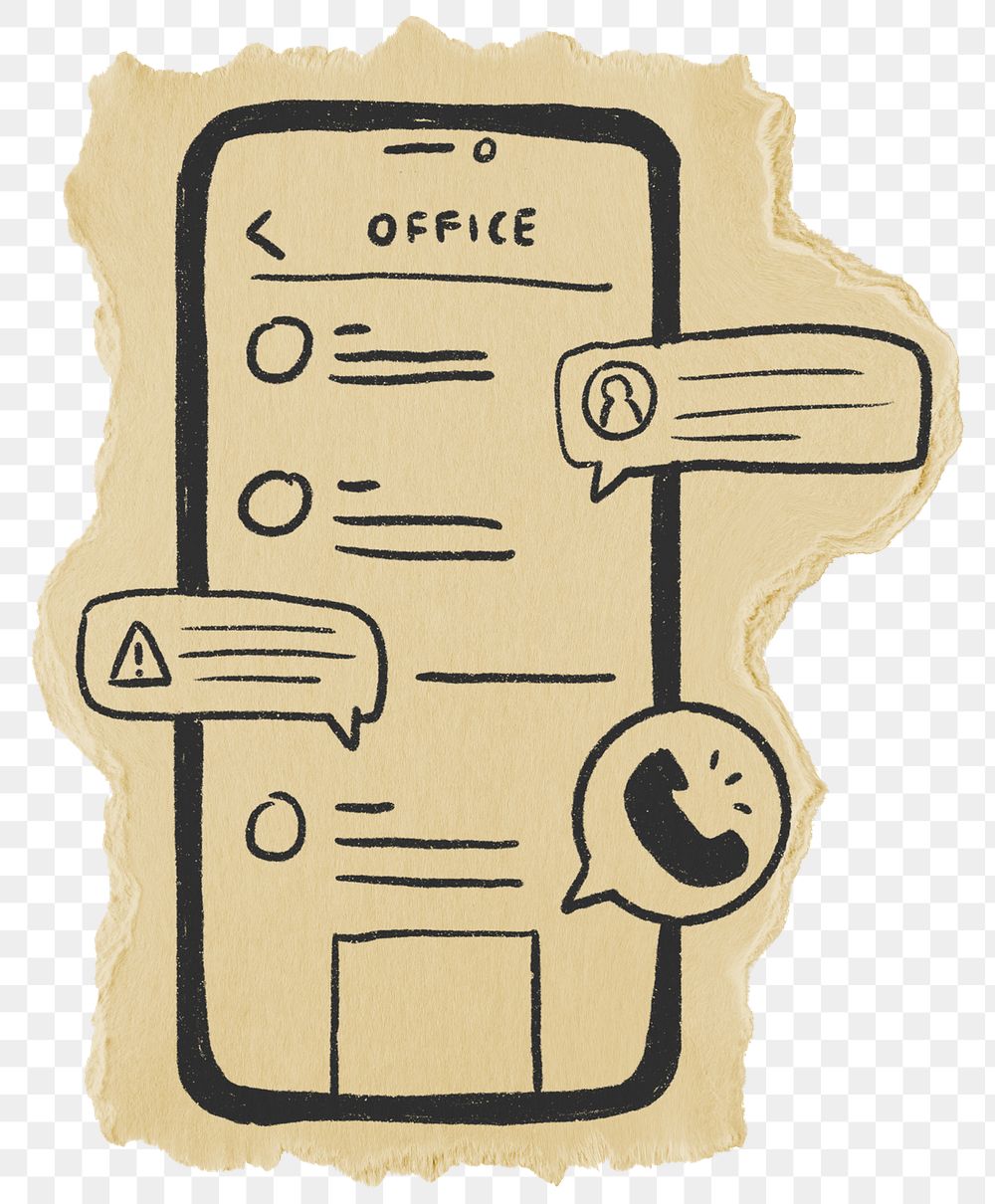 Business smartphone doodle png sticker, transparent background