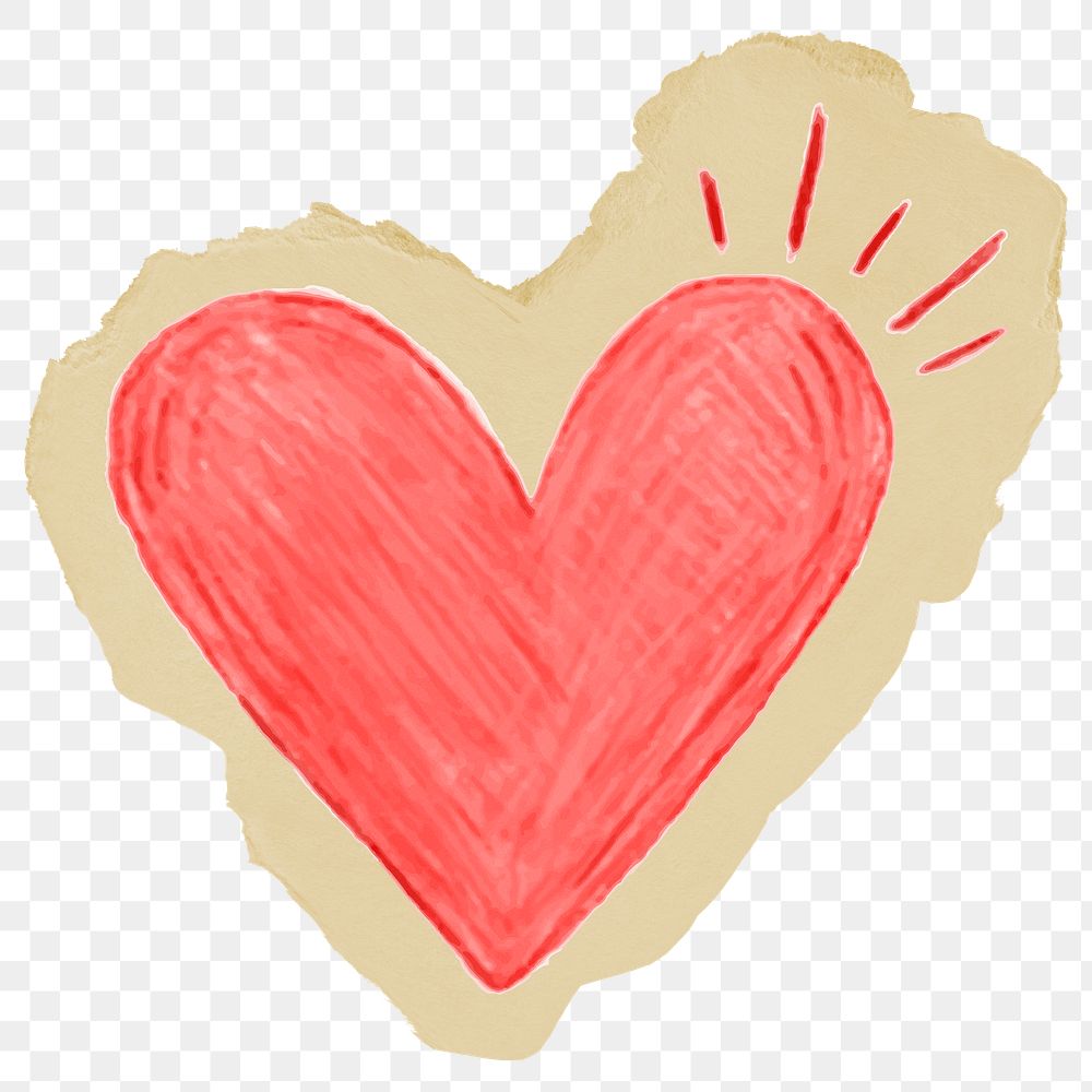 Heart doodle png sticker, transparent background