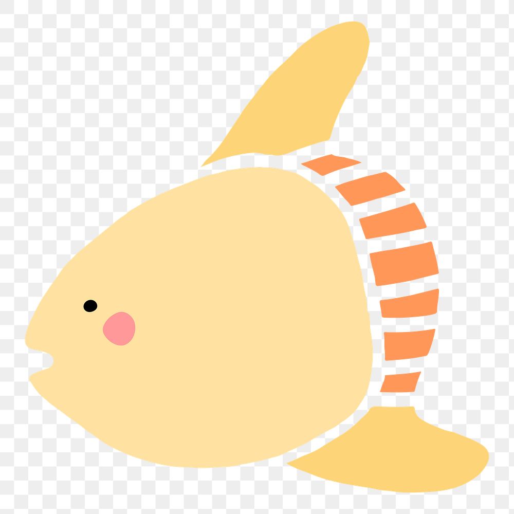 Yellow fish png animal sticker, cute marine life, transparent background