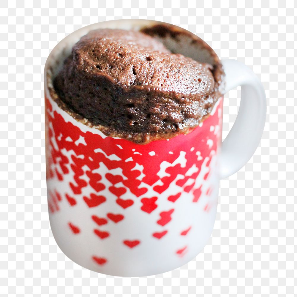 Chocolate mug cake png sticker, dessert image on transparent background
