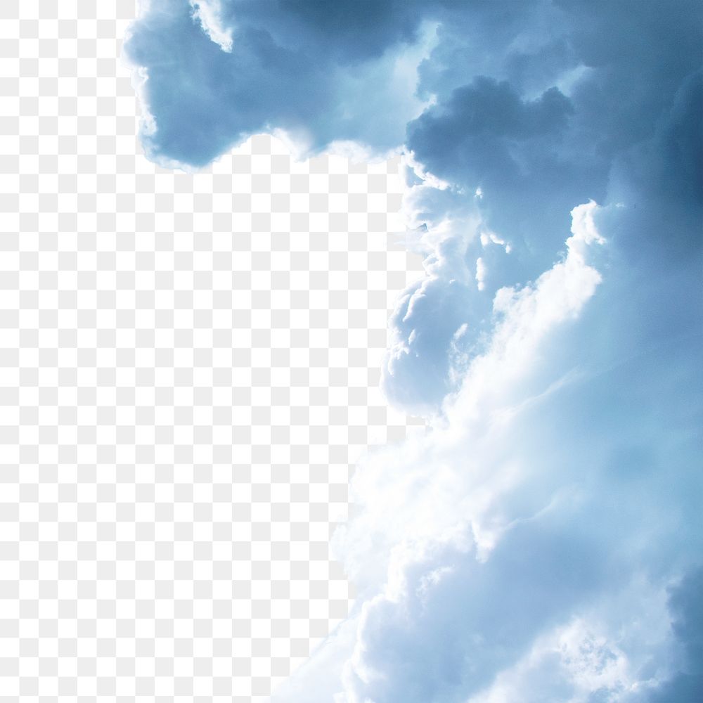 Cloudy sky png border, transparent background