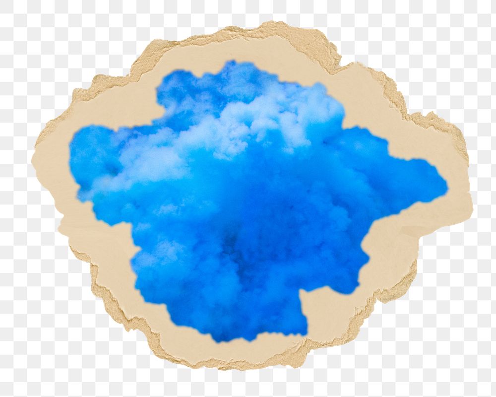 Blue smoke png sticker, ripped paper, transparent background