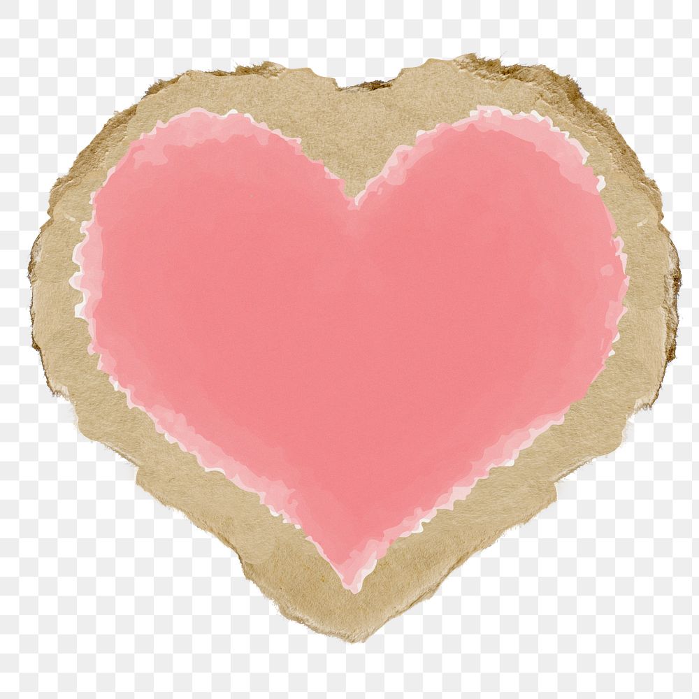 Pink heart png sticker, ripped paper on transparent background