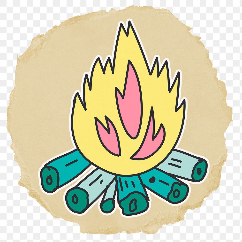 Campfire doodle png sticker, transparent background