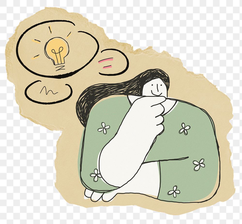 Creative woman doodle png sticker, transparent background