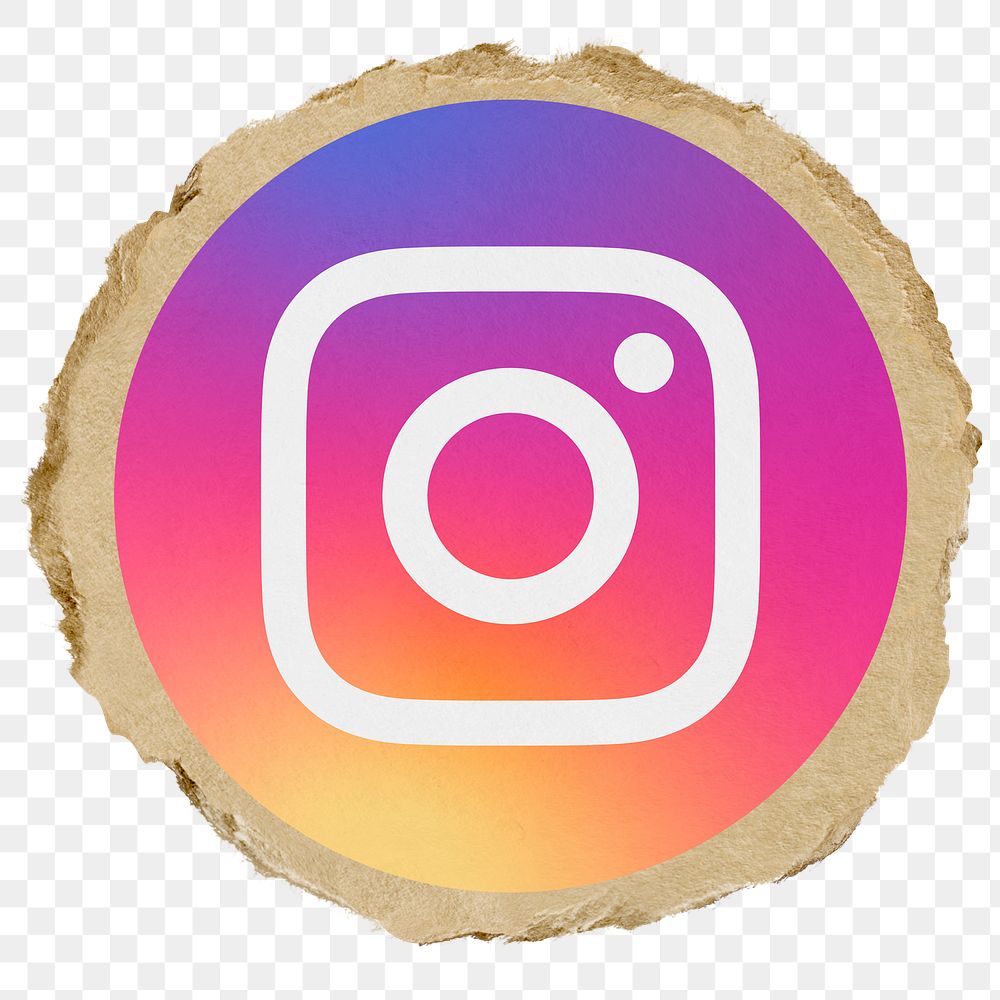 Instagram icon for social media in ripped paper design png. 23 JUNE 2022 - BANGKOK, THAILAND