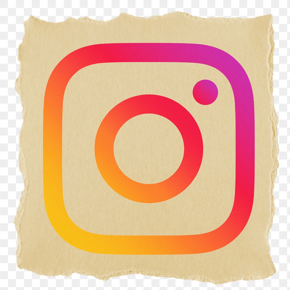 Instagram icon for social media in ripped paper design png. 3 JUNE 2022 - BANGKOK, THAILAND