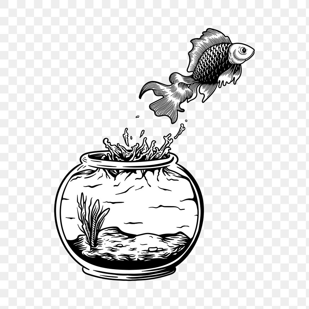Escaping fish png sticker, transparent background