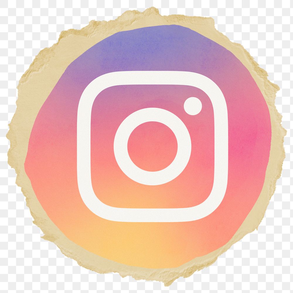 Instagram icon for social media in ripped paper design png. 3 JUNE 2022 - BANGKOK, THAILAND