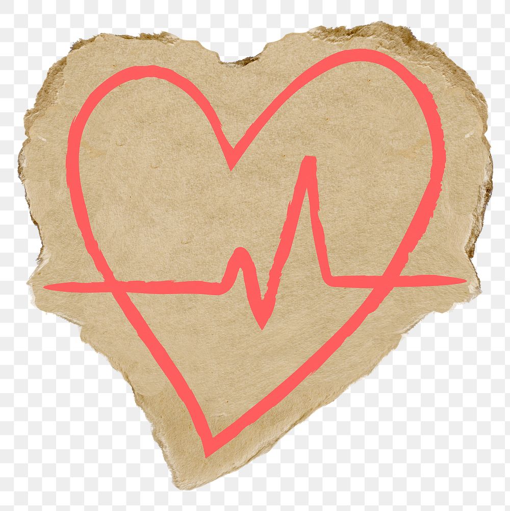 Heartbeat doodle png sticker, transparent background