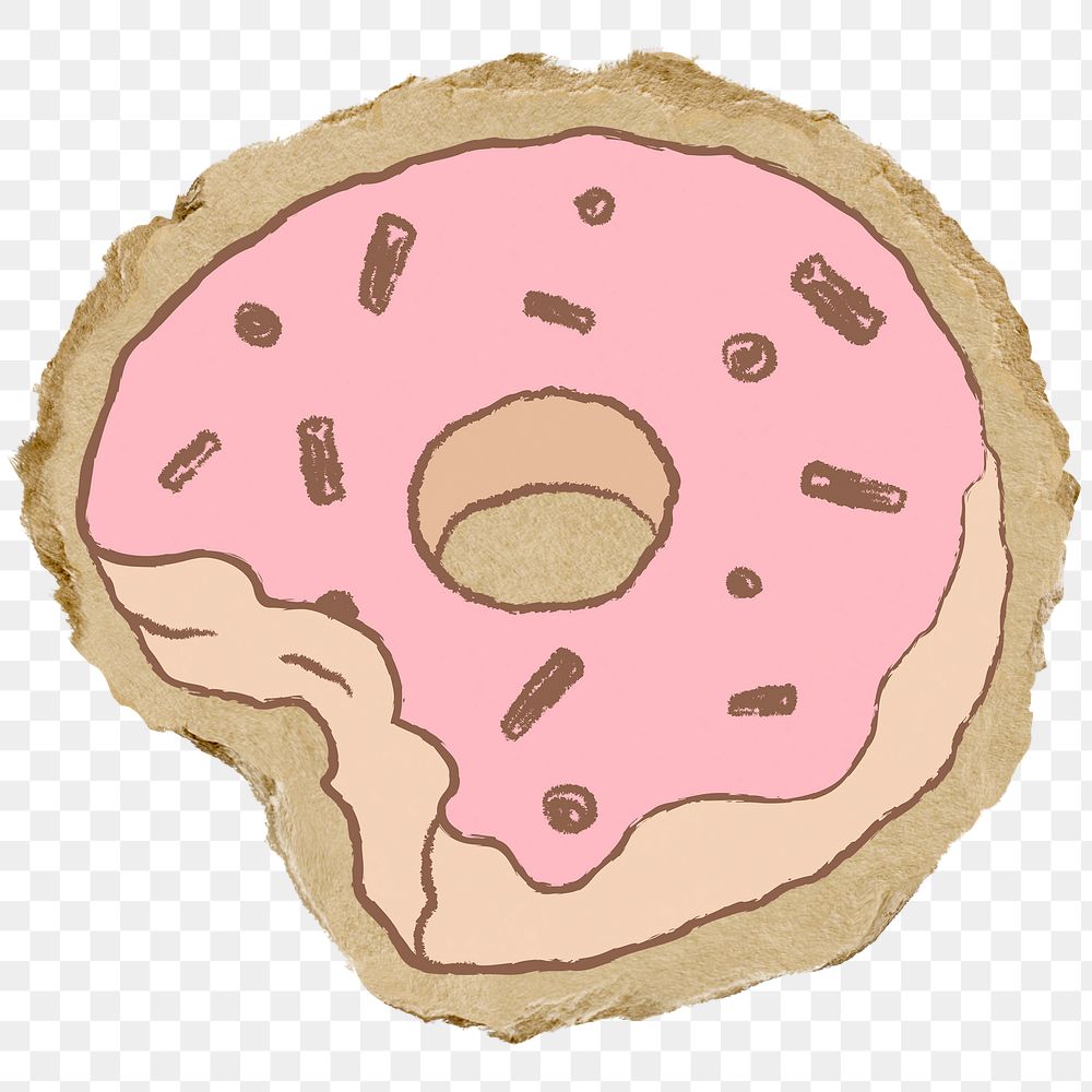 Donut doodle png sticker, transparent background
