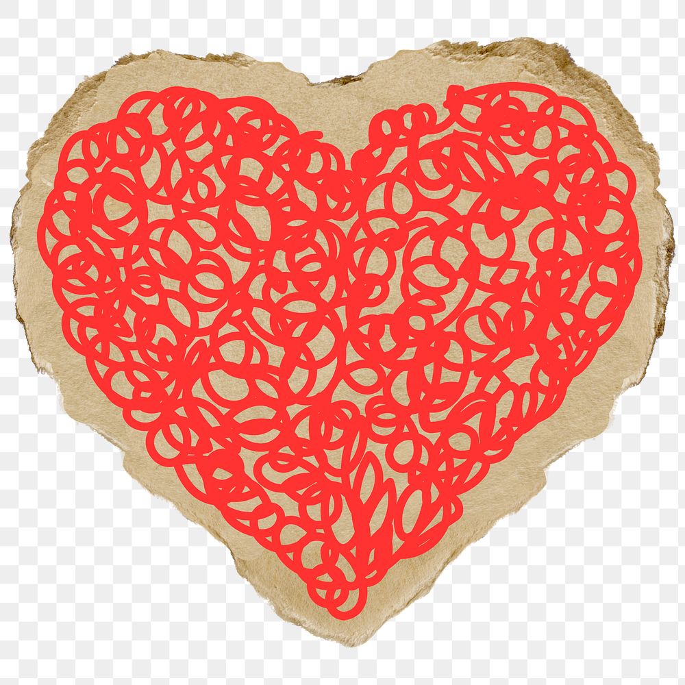 Heart doodle png sticker, transparent background