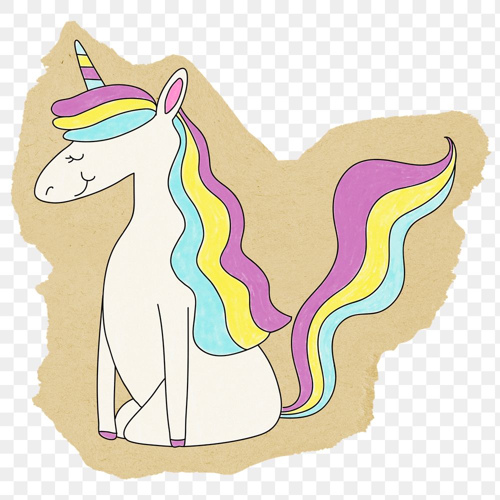 Unicorn doodle png sticker, transparent background