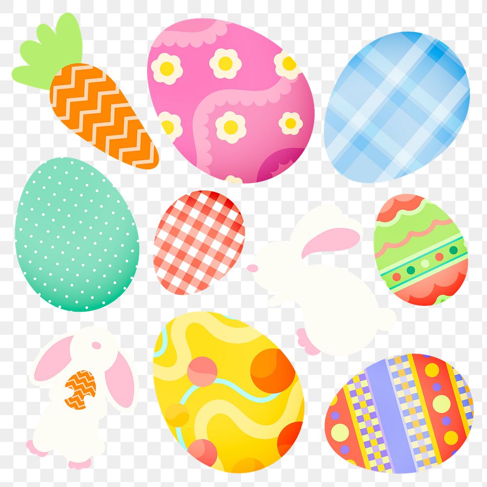 Festive Easter png stickers, cute patterns collection on transparent background