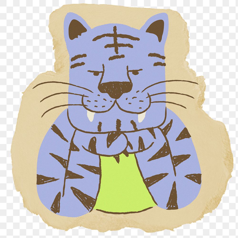 Cartoon tiger png sticker, transparent background