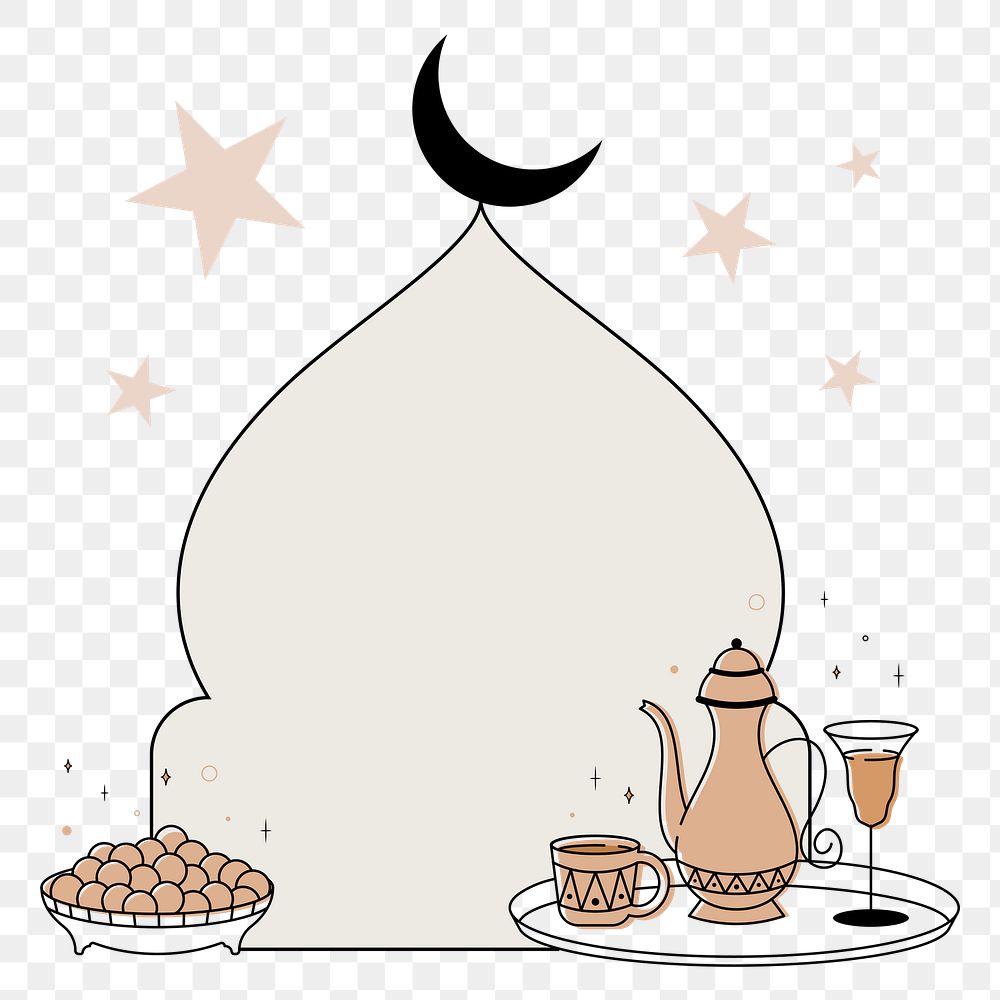 Ramadan png frame, simple color design, transparent background  