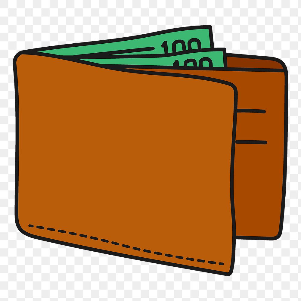 Wallet png sticker, finance, money doodle on transparent background